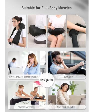 Shoulder & Neck Massager - 3D Shiatsu Back Massage Device with Heat for Ultimate Muscle Pain Relief - Black - Buy Online on GoSupps.com