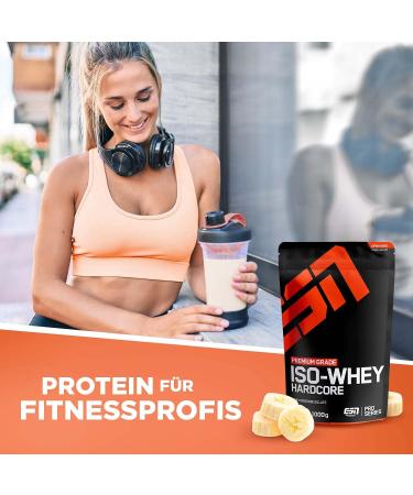 Buy ESN IsoWhey Hardcore 2 x 1000g Banana Pouch + Free ESN Shaker | International Shipping - Buy Online on GoSupps.com