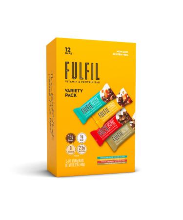 FULFIL Vitamin and Protein Snack Sized Bars, Best Sellers Variety Pack with 15g Protein and 8 Vitamins Including Vitamin C, 12 Count (Packaging May Vary)