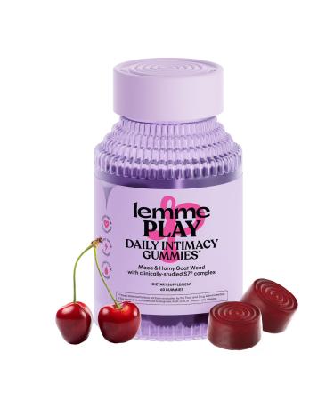 Lemme Play Daily Intimacy Gummies for Women and Men w/Clinically-Studied S7 Nitric Oxide Complex for Healthy Blood Flow Maca Root Goat Weed - Cherry Flavored (60 Count)