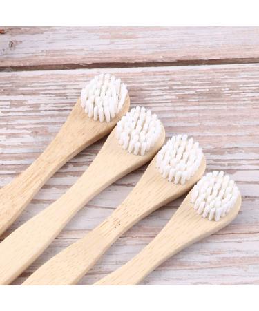Scraper Bamboo Brush for Adults - Eco-Friendly Toothbrush Set (4pcs) for Deep Oral Cleaning - White - Buy Online on GoSupps.com
