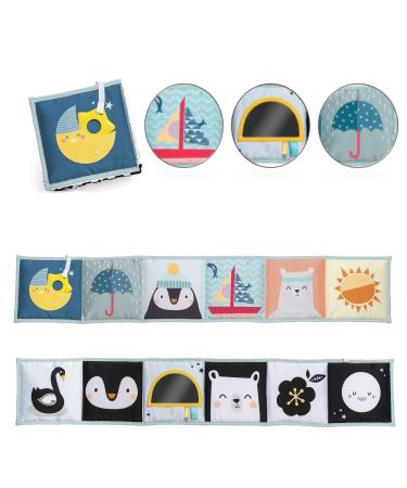 Newborn Infants 0-6 Soft Activity Book Black & White High Contrast Baby Book Infant Sensory Toys Tummy Time Soft Cloth Books Babies Textured Fabric Crinkling Shapes Patterns 0-12 Months Newborn Toys North Pole