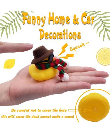 2PCS Yellow Rubber Duck Car Decoration Set with Hat, Sunglasses, Gold Chain - Fun Bath Toy for Baby Shower, Office, Bedroom - Winter Ornaments - Buy Online on GoSupps.com
