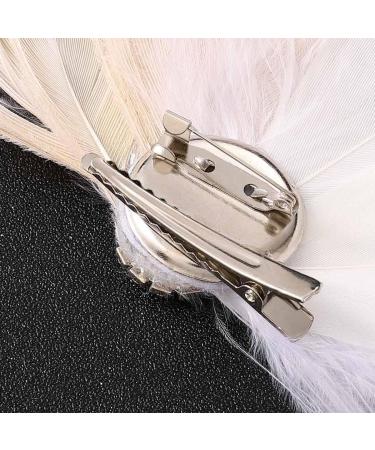 GENBREE White Feather Hair Clip - 1920s Flapper Headpiece with Crystal Gatsby Detail - Prom Party Headband for Women - Buy Online on GoSupps.com