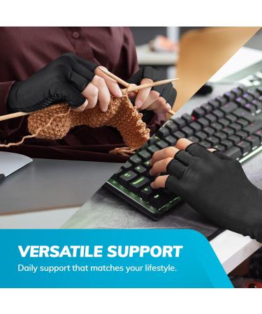 BraceAbility Carpal Tunnel Compression Gloves - Fingerless Copper Arthritis Gloves for Pain Relief | Support for Rheumatoid Arthritis Swelling & Tendonitis | Small Size - Buy Online on GoSupps.com