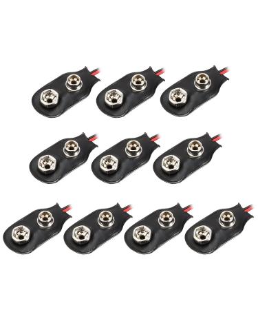 uxcell 10pcs DC 9V Battery Clip I-Type Buckle Connector Faux Leather Housing Lead Wire 14.5cm Long
