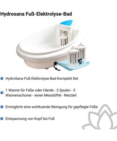 Hydrosana Foot Electrolysis Bath Complete Set - Ionic Foot Spa & Care Basin - White Foot Bath Tub for Detox & Relaxation - Buy Online on GoSupps.com