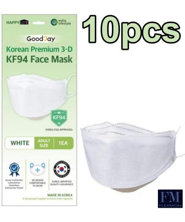 Premium 3D KF94 Face Masks - Pack of 20 (10 Black 10 White) - Made in Korea Disposable Protective Dust Masks - Buy Online on GoSupps.com
