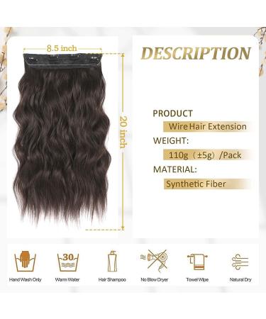 Mabufun Halo Hair Extensions Invisible Wire Hair Extensions 4 Secure Clips Hair Extensions 20 Inch Long Wavy Hairpieces for Women (Dark Brown 20 Inch) - Buy Online on GoSupps.com