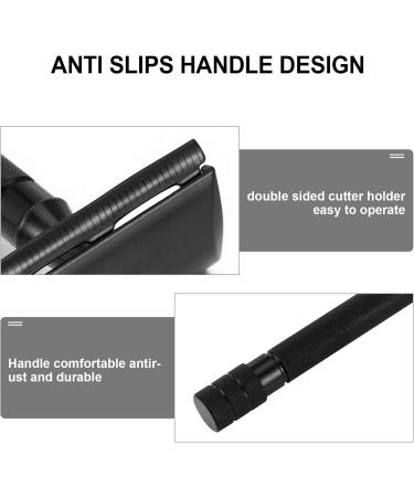 Healifty Double Edge Razor Plane - Reusable Long Handle Shaving Set for Men & Women - Aluminum Alloy Black - Buy Online on GoSupps.com