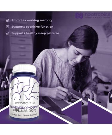 Uridine Monophosphate Capsules Disodium Salt (60 Count) - Nootropic Cognitive Enhancer | Choline Precursor - Nootropics Depot - Buy Online on GoSupps.com