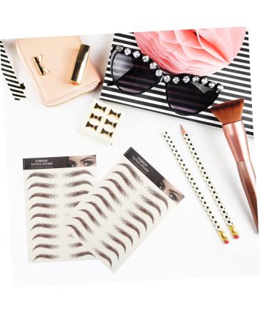 MAGICLULU 9 Sheets Waterproof Eyebrow Stickers Imitation Eyebrow False Eyebrows Cosmetics Transfer Stickers 3d 21x14.7cm Brown - Buy Online on GoSupps.com
