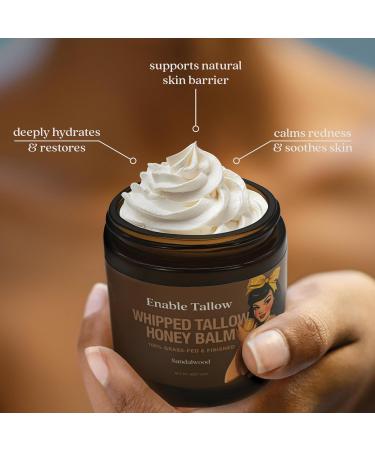 Enable Tallow Face & Body Cream Whipped Beef Tallow & Manuka Honey Balm for Dry Skin Eczema & Sensitive Skin Natural Moisturizer Sandalwood Scent 4oz - Buy Online on GoSupps.com