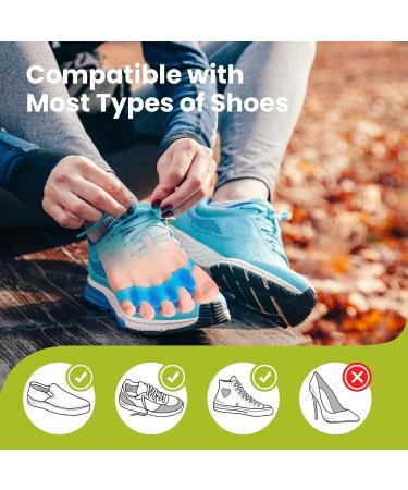Bukihome Toe Separators - 4 Pair Soft Gel Toe Spacers for Bunions Plantar Fasciitis Relief | Therapeutic Foot Pain Solution for Women & Men (Blue Medium - Buy Online on GoSupps.com