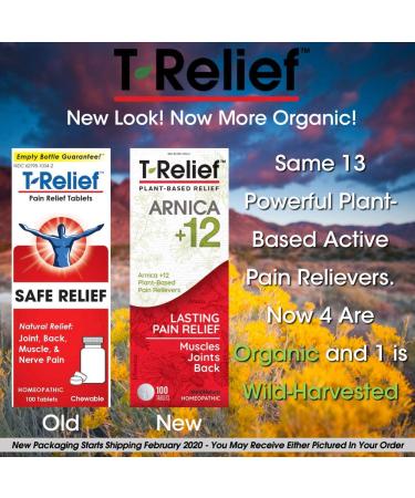 MediNatura T-Relief Pain Relief - Arnica & 12 Actives for Back Pain, Muscle Aches - Gluten-Free, 100 Tablets - Buy Online on GoSupps.com