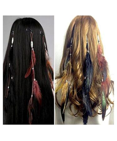 Buy ICYANG Women Feather Hair Clips - Handmade Boho Hippie Hair Extensions & Accessories - Set of 3 for Stylish DIY Hairpins - Buy Online on GoSupps.com