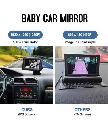 Mulcort Baby Car Mirror 1080P Baby Monitor with Camera and 4.3'' IPS Screen - Night Vision & Wide View Angle for Infants, Kids, Pets - Buy Online on GoSupps.com