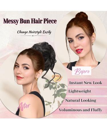 Fulang Hair 5-Pack Wavy Bun Hair Parts with Rubber Bands - Artificial Hair Ties for Updos & Messy Buns (4#) | International Shipping - Buy Online on GoSupps.com