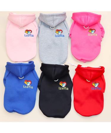 Buy Izefia Dog Hoodie - Warm Fleece Sweatshirt for Small Dogs & Cats | Stylish Winter Clothing in Blue - Buy Online on GoSupps.com