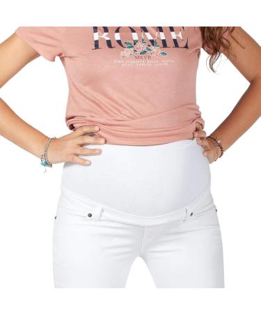 Milano Maternity Jeans - Ultra Stretch Buttery Soft Denim for Pregnant Women | High-Waisted Over The Bump Band | Comfortable and Slimming Maternity Clothing | White - Buy Online on GoSupps.com