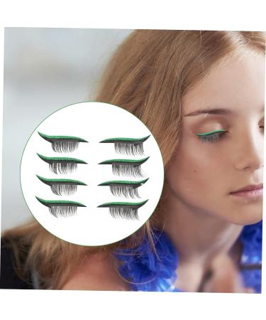 minkissy 4 Pairs False Eyelashes Eye Makeup Sticker Eye Liners Strip Stickers Shiny Eyeliner Stickers 3d False Eyelashes Reusable Eyelash Stickers Miss Double Eyelid Sticker Plastic Moment 4x1.5cm Green - Buy Online on GoSupps.com