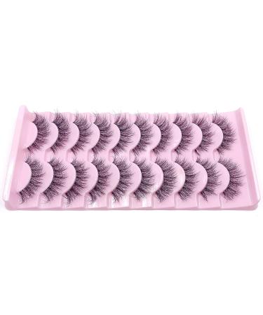 IFLOVEDEKD Handmade 3D Wispy Fake Eyelashes - 10 Pairs | Natural Look, Reusable, Short Mink Lashes with Clear Band for Fluffy Fashion Statement - Buy Online on GoSupps.com