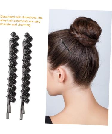 PATKAW 1 Set 2 Pairs Rhinestone Hairpins Sparkly Rhinestone Hair Clips Crystal Hair Pins Bobby Pins Sparkly Glitter Hair Clips for Women Girls Hair Decoration (Black) - Buy Online on GoSupps.com