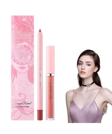 Rosixehird Lip liner and lipstick set Matte liquid lipstick and long-lasting lip liner Lip pencil set Rosixehird gift set