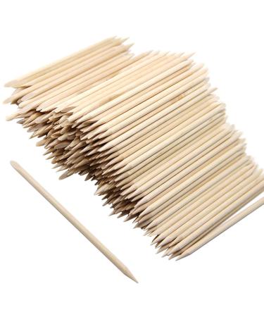 BetterJonny 300 Pieces 4.5 inch Nail Cuticle Pusher Nail Art Orange Wood Stick Sticks Cuticle Pusher Remover Manicure Pedicure Tool