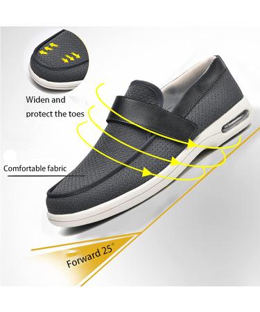 LuVlc Men's Diabetic Orthopedic Slip-on Shoes - Adjustable Closure, Wide Width Walking Sneakers for Edema, Plantar Fasciitis, Bunions, Arthritis - Blue, Size 40 - Buy Online on GoSupps.com