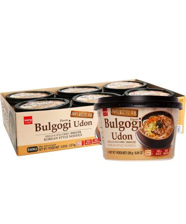 Wang Korean BBQ Bulgogi Flavored Udon Noodle Bowl, Rich and Sweet, 8.08 Ounce, 6 Cups of Noodles