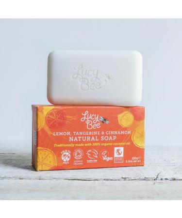 Lucy Bee Lemon Tangerine & Cinnamon Soap Bar 150g Palm Oil Free Certified Organic Fair Trade Vegan Cruelty Free with 100% Natural Ingredients. - Buy Online on GoSupps.com