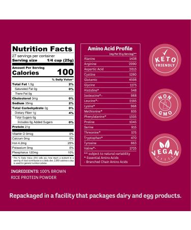 Judee's Brown Rice Protein Powder (1.5 lb) - Non-GMO, Sprouted, Dairy-Free, Keto-Friendly - Plant-Based Protein - Buy Online on GoSupps.com