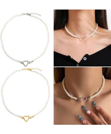 Oralgos Elegant Heart Necklace - Delicate Love & Pearl Charm Jewelry for Every Occasion - Fashionable Silver Necklace - Buy Online on GoSupps.com