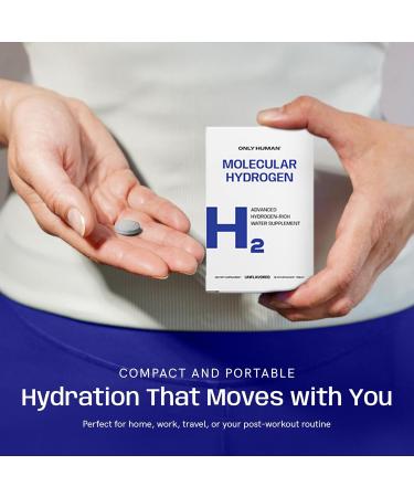 H2 Molecular Hydrogen Water Tablets with Magnesium | 12PPM Hydrogen Tablets for Drinking Water | Unflavored Dietary Supplement | Gluten Sugar & Soy Free | Made in The USA | 30 Tabs | Only Human - Buy Online on GoSupps.com
