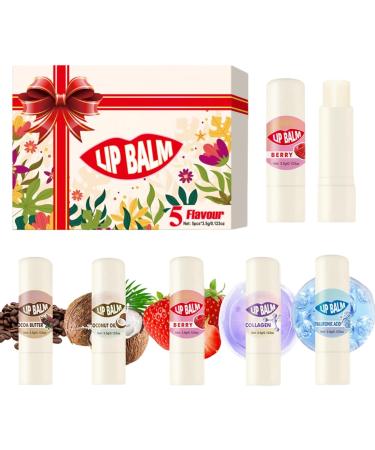 Generisch Set of 5 lip balms - Soothing volumizing cream - For hydrated women - Day and night skincare - For travel and winter