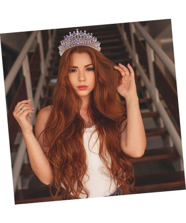 WATIIFUFU Bridal Crown Bridal Hair Decor Bride Headband Rhinestone Decor Bridal Headpiece Bridal Rhinestone Crown Hair Accessories for Brides Bridal Headwear Women Headdress Purple Alloy - Buy Online on GoSupps.com