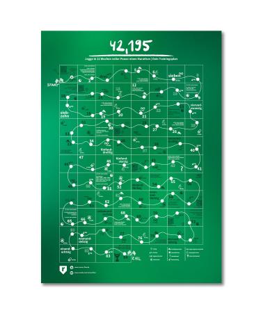 Runnersflow Marathon Fitness Poster Training Plan for jogging - In 12 weeks for the first marathon - 50x70 cm workout poster German - training posters for fit - Gym poster training