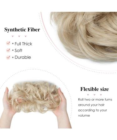 Synthetic Messy Hair Bun Scrunchie Extension in Ash Blonde/Bleach Blonde - Curly Wavy Chignon Updo for Women | Ponytail Hair Accessories - Buy Online on GoSupps.com