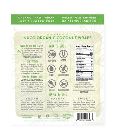 NUCO Organic Coconut Wraps - Original 5 Pack (14g Each) | Healthy, Gluten-Free & Vegan - Buy Online on GoSupps.com