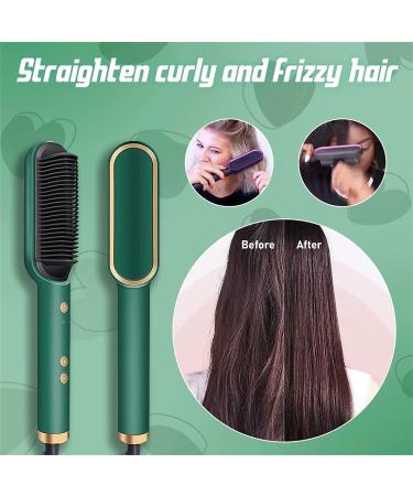 Negative Ion Hair Straightener Styling Comb 2 in 1 Hair Straightener Brush and Curler Portable Electric Straightening Comb Heated Hair Brush with 5 Temp (White) - Buy Online on GoSupps.com