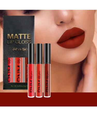 3Pcs Matte Lip Gloss Set Matte Liquid Lipstick Set Lip Stain Long-Lasting Waterproof Lipgloss Makeup Gift Lipsticks Set Vibrant Lips Set (05) #05 - Buy Online on GoSupps.com