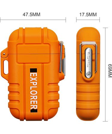 Lafagiet Waterproof Arc Lighter, Outdoor Dual Plasma Arc Lighter, USB Rechargeable Flameless Electric Lighters for Camping, Hiking, Survival Tactical (Orange) - Buy Online on GoSupps.com