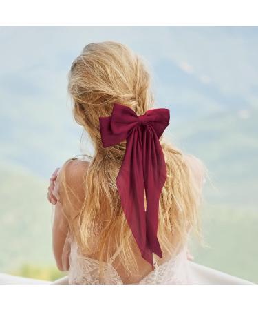 Silky Satin Hair Bows 3 PCS Big Black White Red Bowknot Set Metal Spring Clip Oversized Long Tail Hair Ribbons Ponytail Holder French Barrettes Hair Accessories for Women Christmas Gifts Black & Beige & Red - Buy Online on GoSupps.com