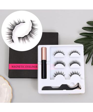 Natural Look Magnetic Eyelashes Set - 3D Reusable False Lashes with Black Magnetic Eyeliner, Waterproof and Easy to Wear - Buy Online on GoSupps.com