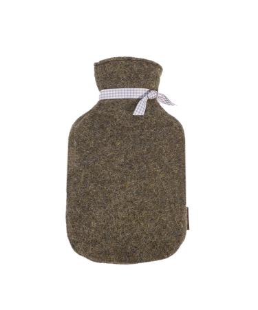 Kontor28 - Cuddling warm bottle Wolly 0.8 liters from natural rubber + cover from 100% nature loden from alpaca wool oeko -tex standard 100 handmade made in Germany moss green