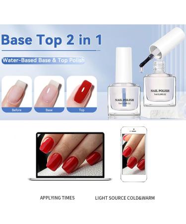 Gel Nail Polish Long-Lasting Top Coat 7ml 2-in-1 Water-Based Base and Top Coat No-Bake Protective Nail Polish Glossy and Long-Lasting Formula For Personal Beauty M - Buy Online on GoSupps.com
