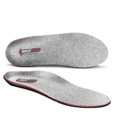 WALKHERO Wool Insoles - Fleece Arch Supports Inserts Plantar Fasciitis Relief Cushion Comfort Warm Sheepskin Shoe Insoles for Cold Weather (Light Gray Mens 10) Mens 10 - 10 1/2 | Womens 12 - 12 1/2 Light Gray