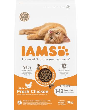 IAMS Kitten Dry Cat Food Chicken 3kg - Buy Online on GoSupps.com