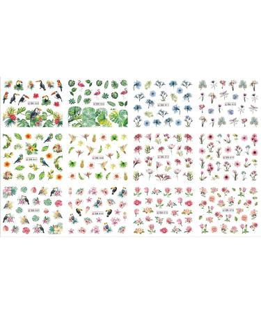 12 Sheets Nail Stickers for Flowers Leaves Plants Birds Nail Stickers Self-Adhesive Colorful Flower Nail Stickers Nails Supplies Decorations for Women Girls - Buy Online on GoSupps.com